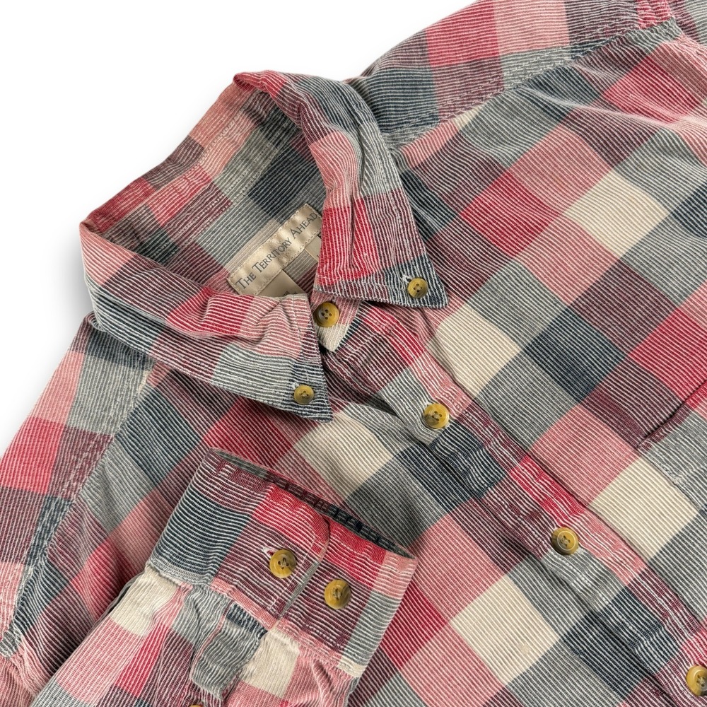 The Territory Ahead Shirt Mens LT Red Gray Plaid Button Down Long Sleeve